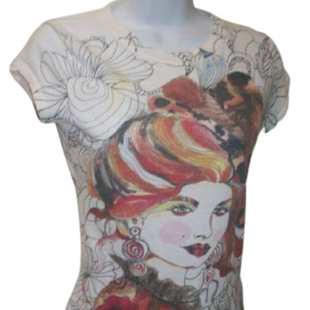 -Zara Cotton Graphic Tee T-Shirt Small